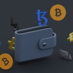 a wallet with bitcoins falling out of it